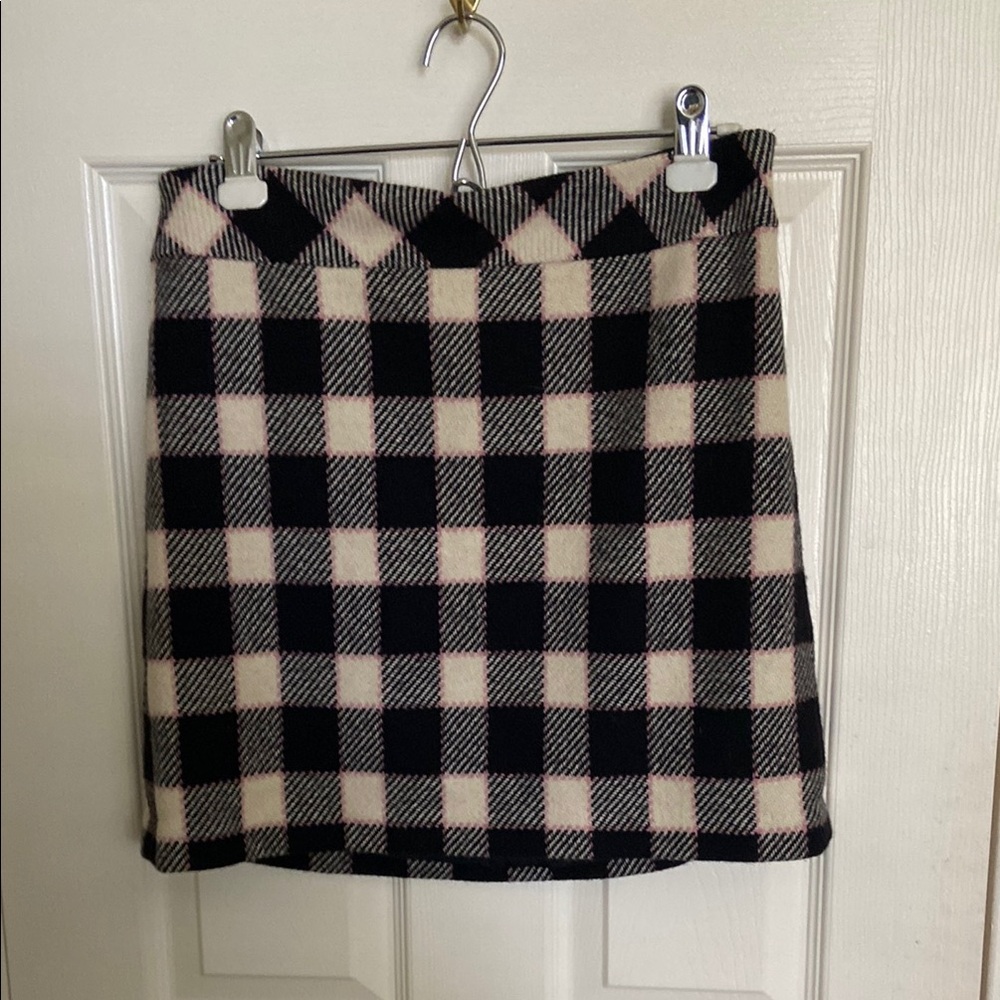 Ann Taylor Plaid Black and Cream Women's Skirt